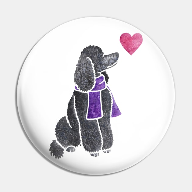 Watercolour Poodle Pin by animalartbyjess