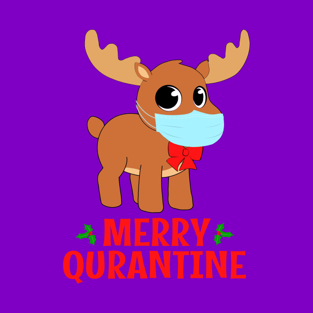 Merry Quarantine Christmas 2020 Deer Mask by JohnnyxPrint