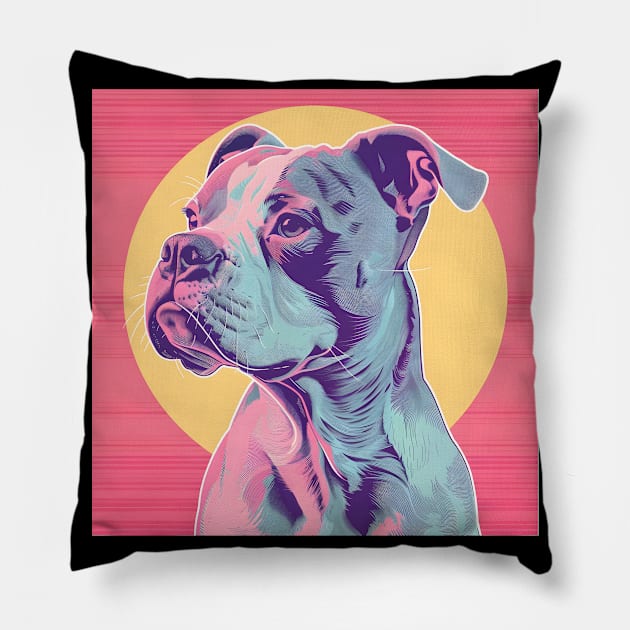 Retro American Staffordshire Terrier: Pastel Pup Revival Pillow by NatashaCuteShop