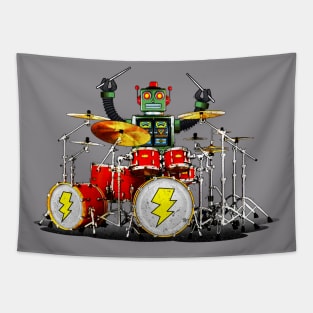 Cool Tees Drummer Robot Rock Tapestry