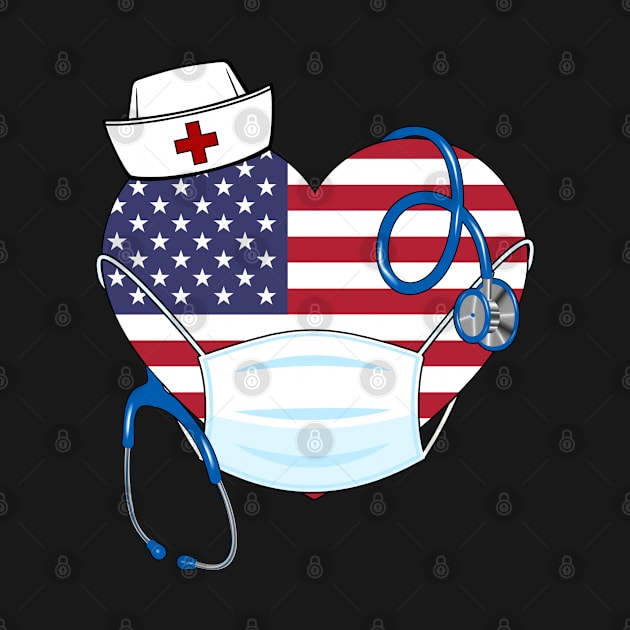 American Flag Nurse Stethoscope Heart by ragsmips