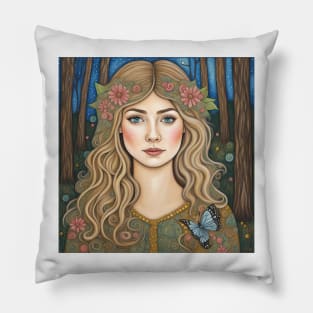 Rosamund Pike as a fairy in the woods Pillow