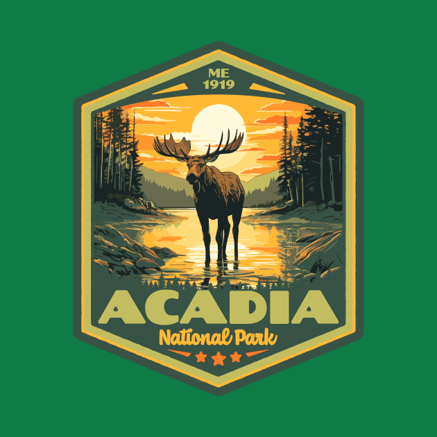 Acadia National Park Vintage WPA Style National Parks Art by GIANTSTEPDESIGN