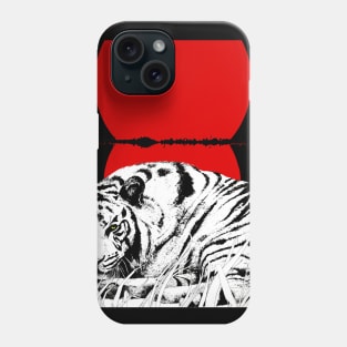 The tiger lying along the river with the red sun Phone Case