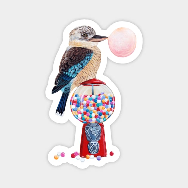 kookaburra and gumball machine Magnet by ruta13art