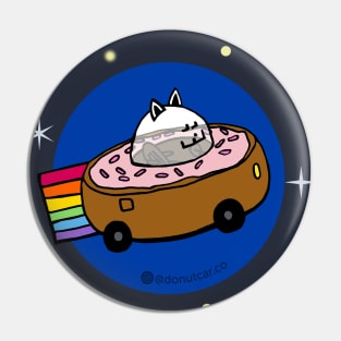 Rainbow Space Cat Donut Car - Stars Pin