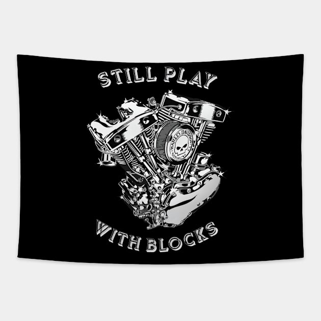 STILL PLAY WITH BLOCKS - MOTORCYCLE V ENGINE Tapestry by Pannolinno