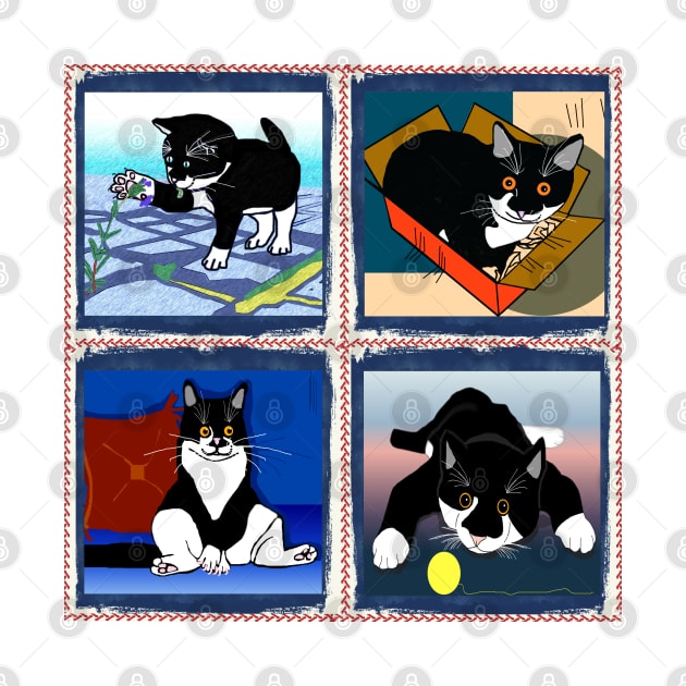 Cute Tuxedo Cat a patchwork kitty image  Copyright TeAnne by TeAnne