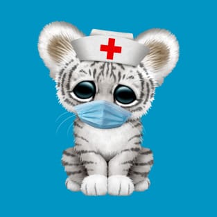 Cute White Tiger Cub Nurse T-Shirt