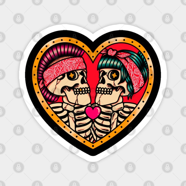 Punk love skull Magnet by ILLUSTRA.13