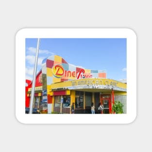 Classical retro American Diner Deluxe bright signage and colors. Looks great on a sticker and even better as a canvas print on your wall Magnet