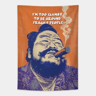 Puff Sumo: I’m Too Clumsy to Be Around Fragile People on a Dark Background Tapestry