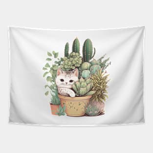 Cat and Plants Tapestry