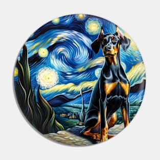 Starry Doberman Pinscher Portrait - Dog Portrait Pin