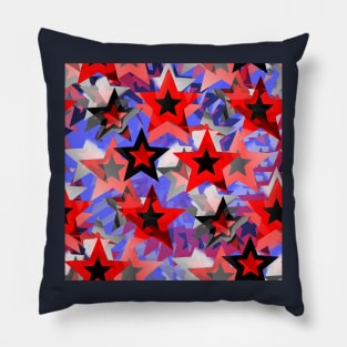 Festive red and blue stars Pillow