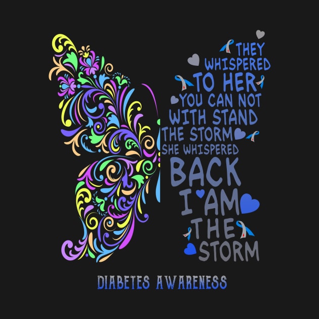 diabetes butterfly i am the storm by TeesCircle