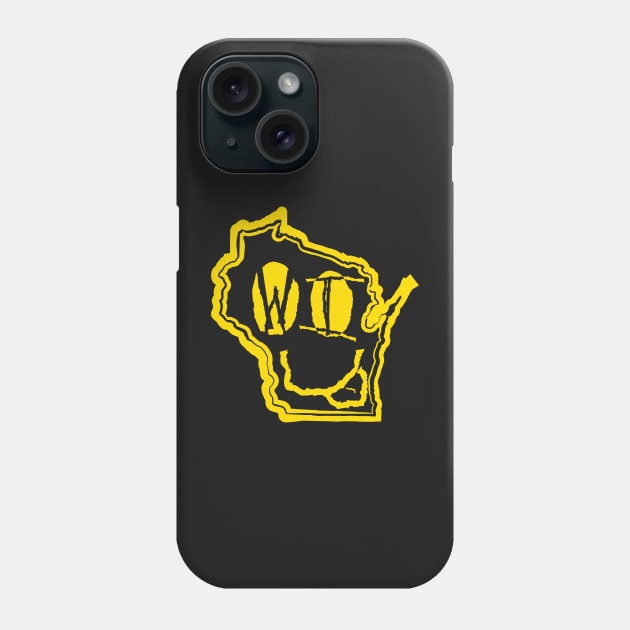 WI Eyes Wisconsin Grunge Smiling Face Black background Phone Case by pelagio