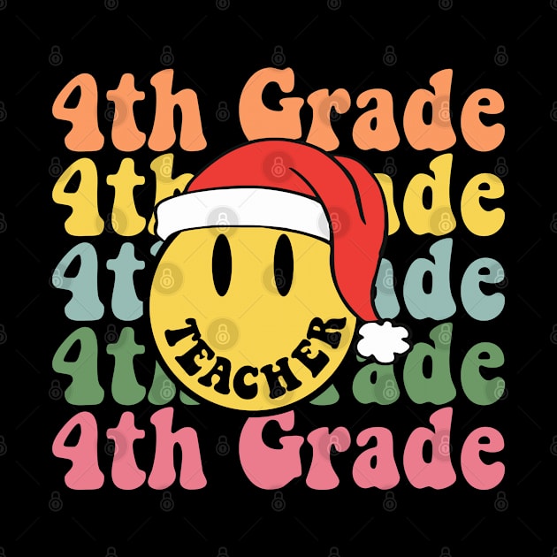 Retro Christmas Teacher 4th Grade Santa Hat Back To School by luxembourgertreatable