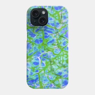 Circuits Abstract in Green on Blue Phone Case