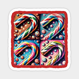 Candy Cane Craze: A Pop Art Extravaganza - Classic Christmas Magnet