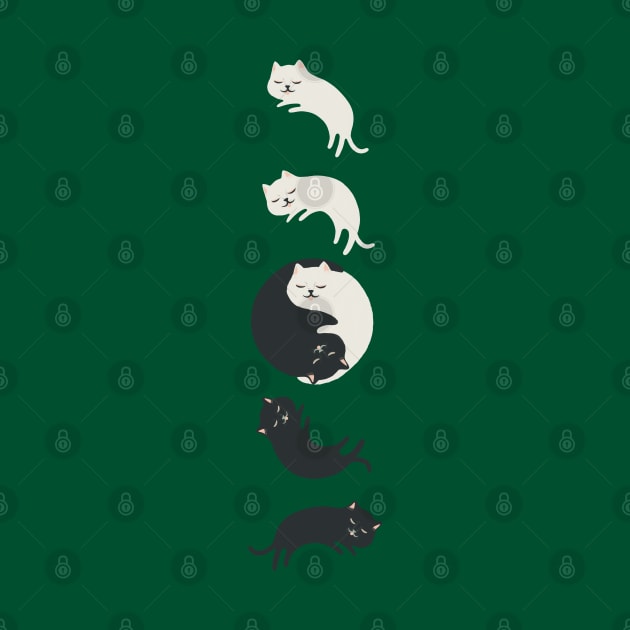 Hidden Cat 26 Yin Yang hug-ing v3 Green by Chewbarber