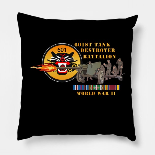 601st Tank Destroyer Bn w Anti-Tank Gun EUR SVC WWII Pillow by twix123844