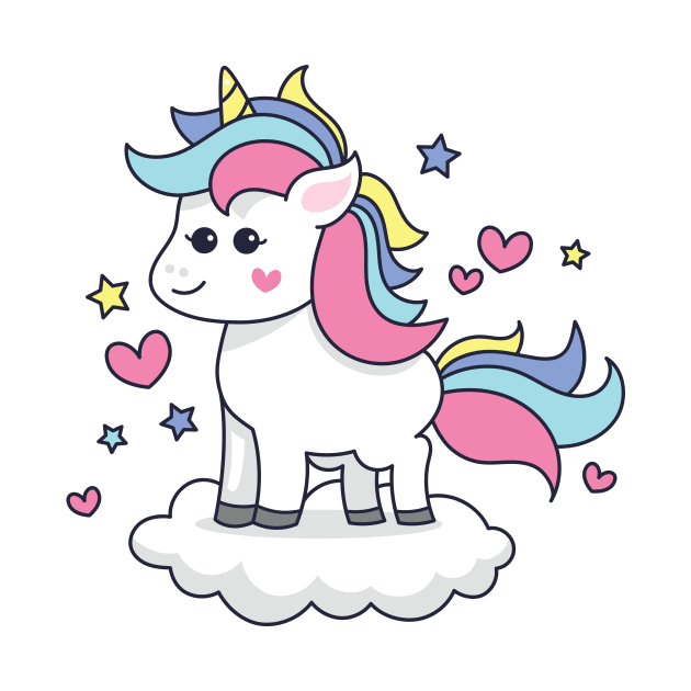 Cute Unicorn Cloud Hearts by phughes1980