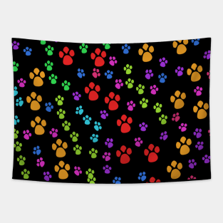 Dog Paw Print Pattern Watercolor Tapestry