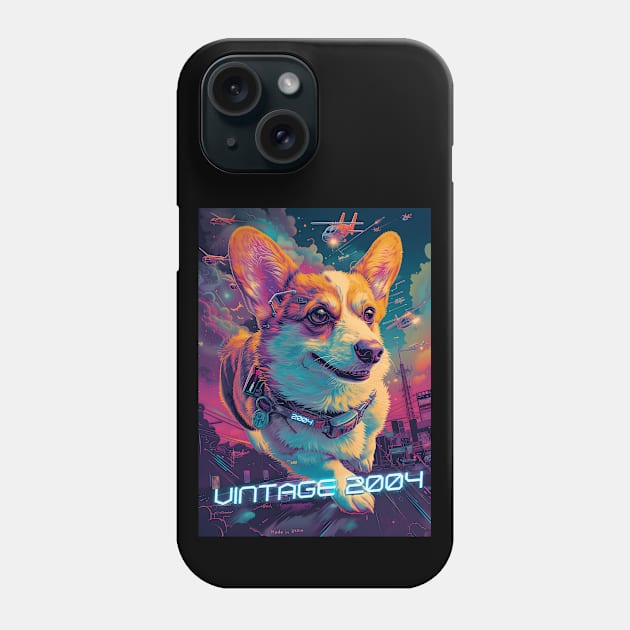 Vintage 2004 - 20 Year Old Funny Cyberpunk Corgi Dog 20th Birthday Phone Case by Ai Wanderer