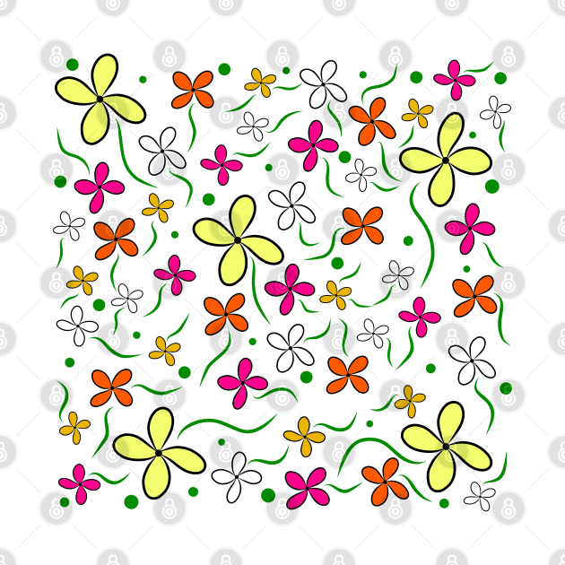 flower meadow colourful blooming blossom tendril floral pattern by rh_naturestyles