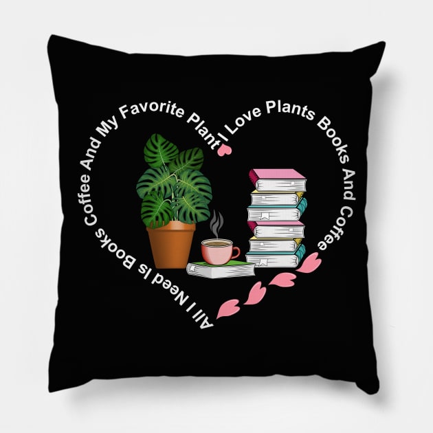 Books Coffee And Plant Pillow by Designoholic