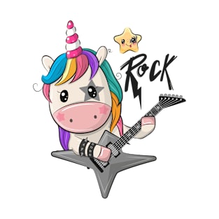 A cool unicorn with a guitar and the inscription Rock T-Shirt