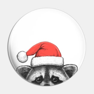 Raccoon in a Santa hat Pin