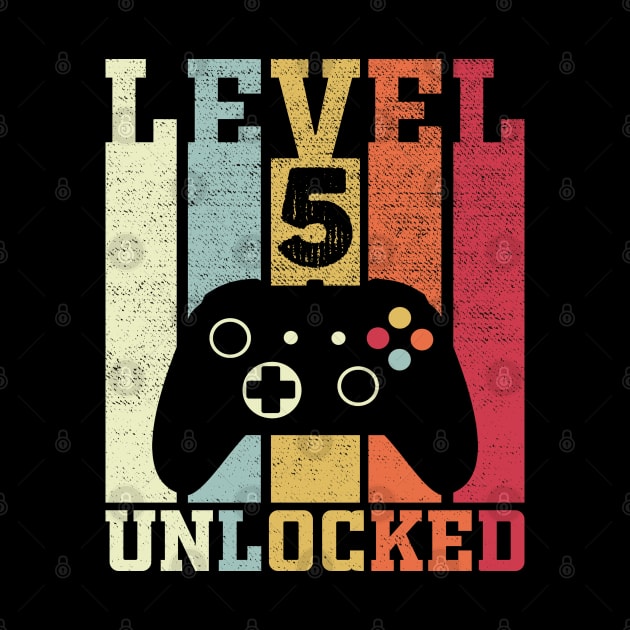 Level 5 Unlocked Funny Video Gamer 5th Birthday Gift by DragonTees