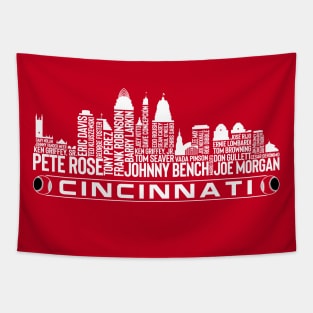 Cincinnati Baseball Team All Time Legends, Cincinnati City Skyline Tapestry