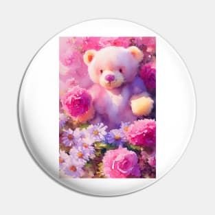 Watercolor teddy bear Pin