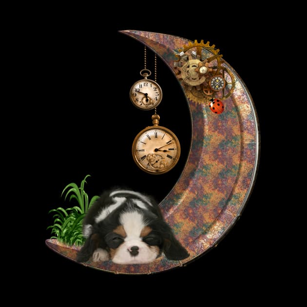 Steampunk moon with little puppy clocks and gears by Nicky2342