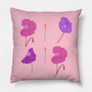 Poppy flowers in pink Pillow