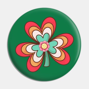 Lucky Irish Groovy Shamrock Retro St Patricks Day Pin