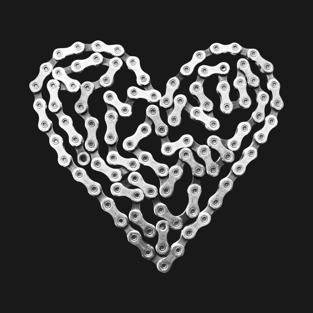 Bike Chain Heart Mountain Bike TShirt TeePublic