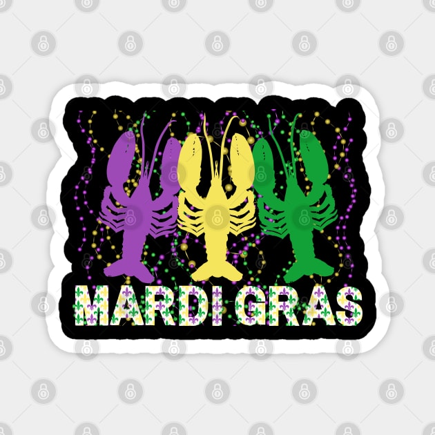 Mardi Gras Crawfish Mardi Gras Flag Colors Magnet by jackofdreams22