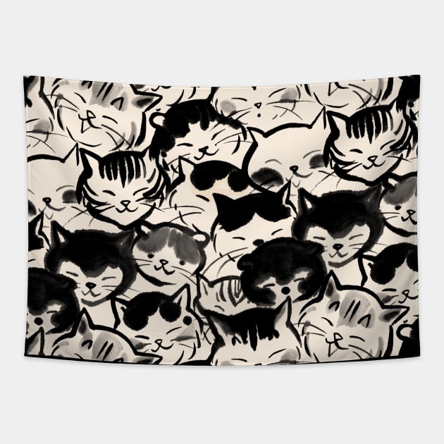 Happy cats faces Tapestry by juliewu