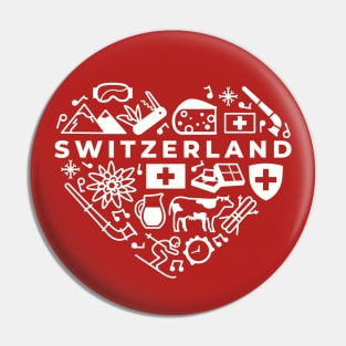 Swiss Icons in a Heart Shape // Switzerland Pride Pin