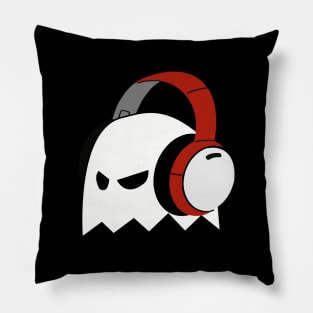 ghost listening to music with headphones and a lot of style. Pillow