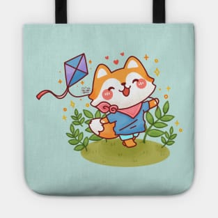 Little Fox Playing Kite Tote