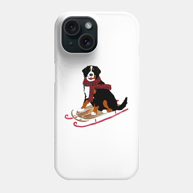 Bernese Mountain Dog Sledding Phone Case by emrdesigns