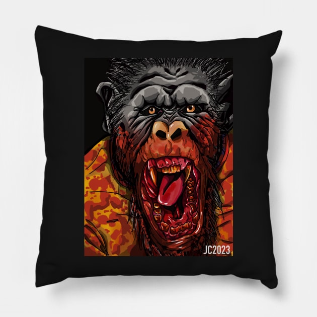 Nope “No Monkey Business” Gordy The Chimpanzee portrait (digital) Pillow by StagArtStudios