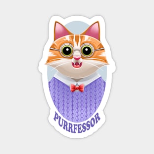 Purrfessor teacher cat pun (with background) Magnet