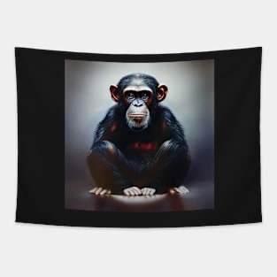 Grumpy Young Chimpanzee Art Tapestry