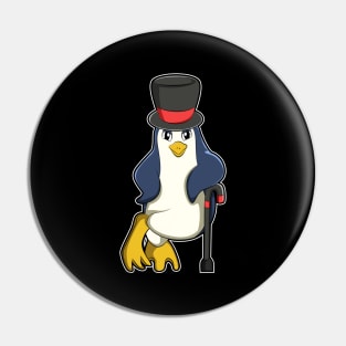 Penguin with Hat & Walking stick Pin